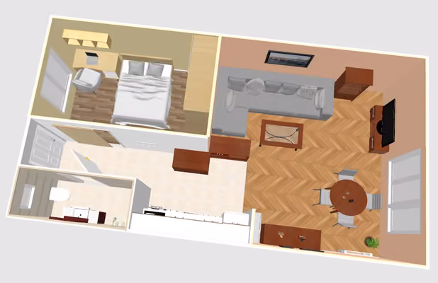 II. emeleti teljeskörűen felújított, otthonosan kialkított - Alaprajz 3D - -